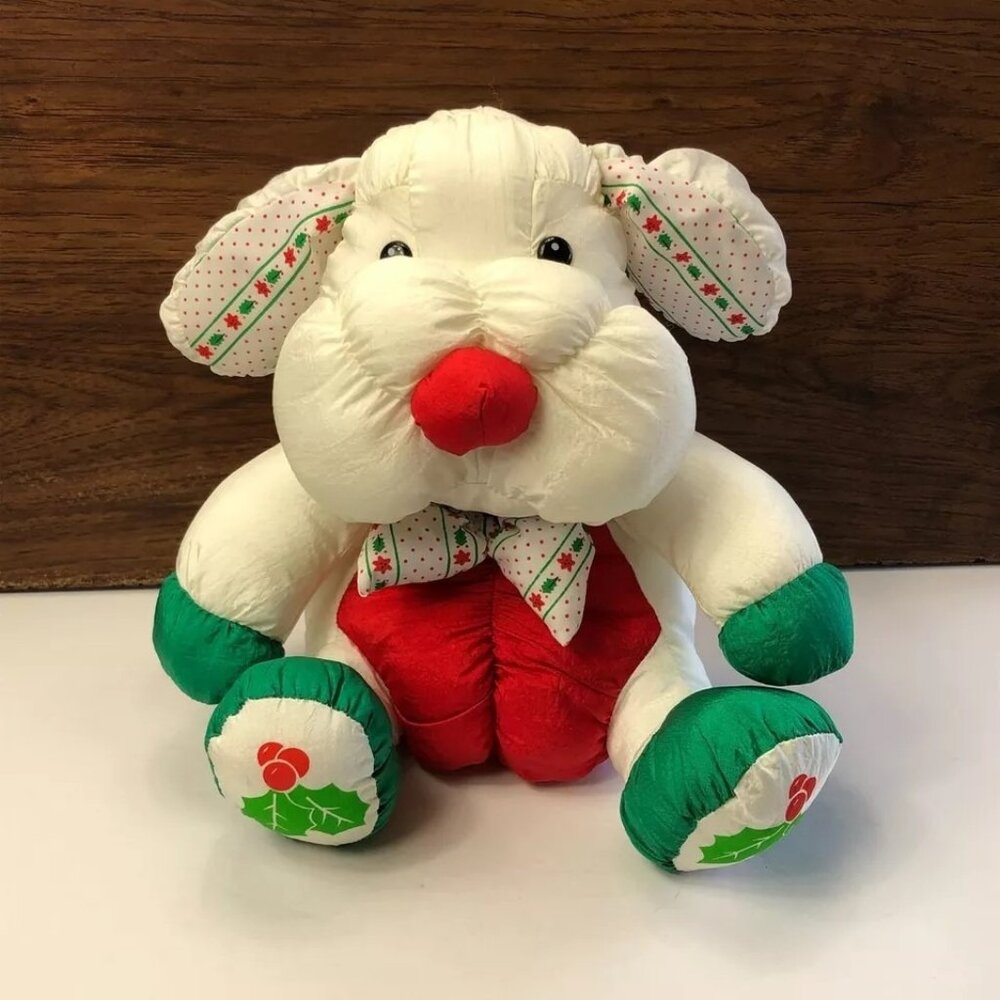 MTY PARACHUTE NYLO STYLE Christmas Dog White Holidays 10"